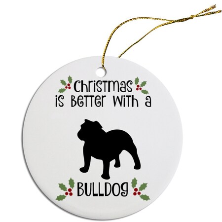 Mirage Pet Products Round Breed Specific Christmas Ornament Bulldog ORN-R-B20